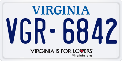 VA license plate VGR6842