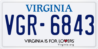 VA license plate VGR6843