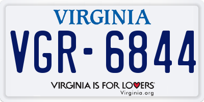 VA license plate VGR6844