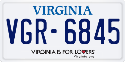 VA license plate VGR6845