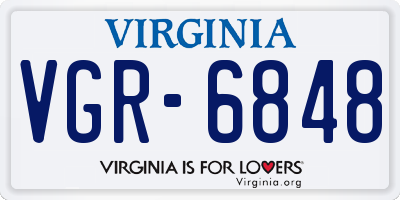 VA license plate VGR6848