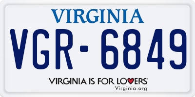 VA license plate VGR6849