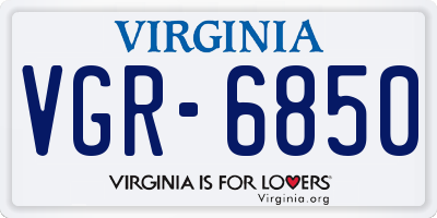 VA license plate VGR6850