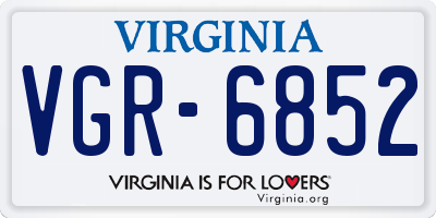 VA license plate VGR6852