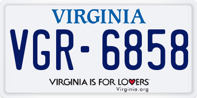 VA license plate VGR6858