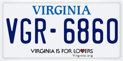 VA license plate VGR6860