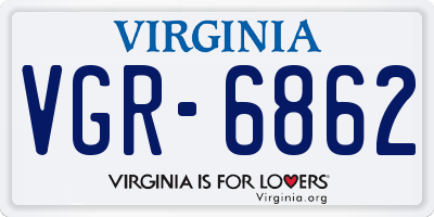 VA license plate VGR6862