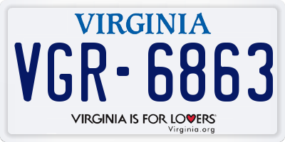 VA license plate VGR6863