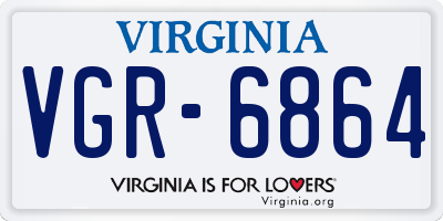 VA license plate VGR6864