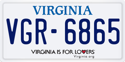 VA license plate VGR6865