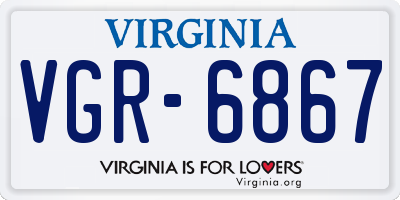 VA license plate VGR6867