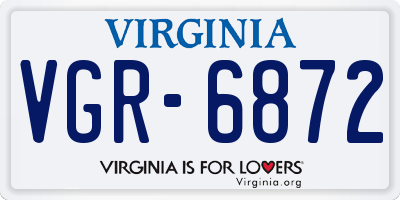 VA license plate VGR6872