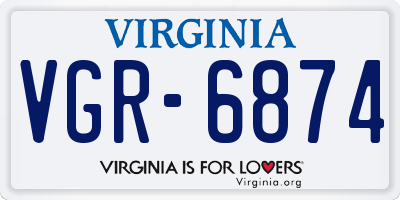 VA license plate VGR6874
