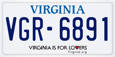 VA license plate VGR6891
