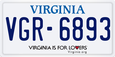 VA license plate VGR6893