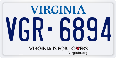 VA license plate VGR6894