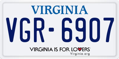 VA license plate VGR6907