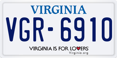 VA license plate VGR6910