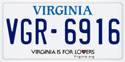 VA license plate VGR6916