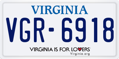 VA license plate VGR6918