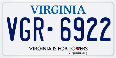 VA license plate VGR6922