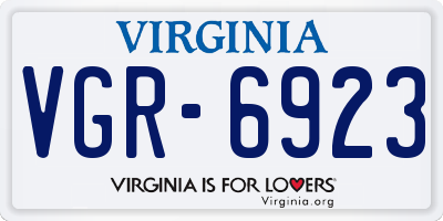 VA license plate VGR6923