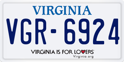 VA license plate VGR6924