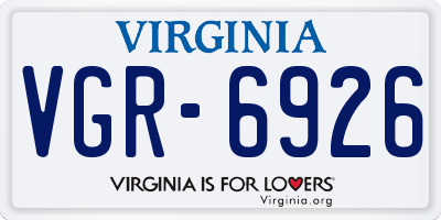 VA license plate VGR6926
