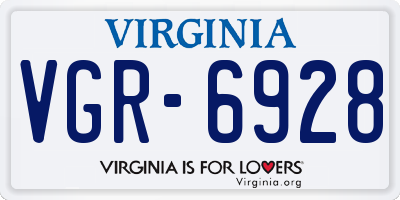 VA license plate VGR6928