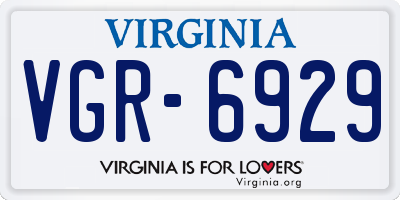 VA license plate VGR6929