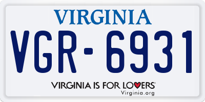 VA license plate VGR6931
