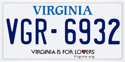 VA license plate VGR6932