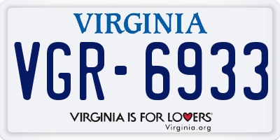 VA license plate VGR6933