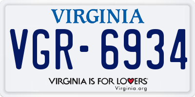 VA license plate VGR6934