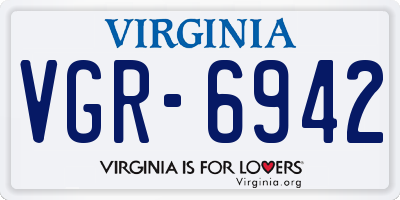 VA license plate VGR6942