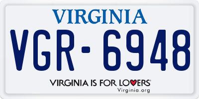 VA license plate VGR6948