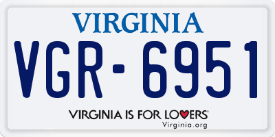 VA license plate VGR6951