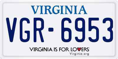 VA license plate VGR6953