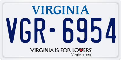 VA license plate VGR6954