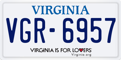 VA license plate VGR6957