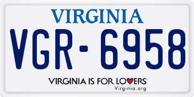 VA license plate VGR6958