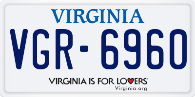 VA license plate VGR6960