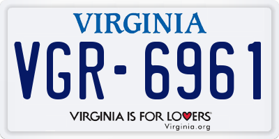 VA license plate VGR6961