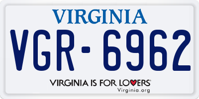 VA license plate VGR6962