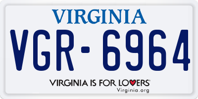 VA license plate VGR6964