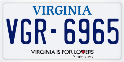 VA license plate VGR6965