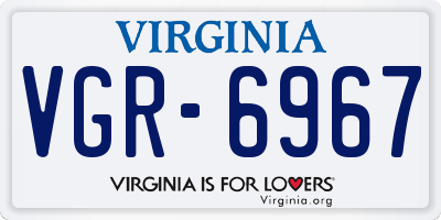 VA license plate VGR6967
