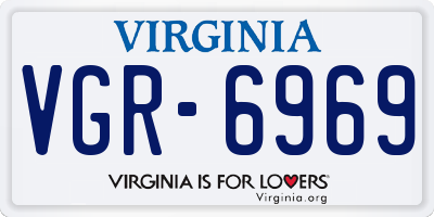 VA license plate VGR6969
