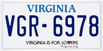 VA license plate VGR6978