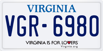 VA license plate VGR6980